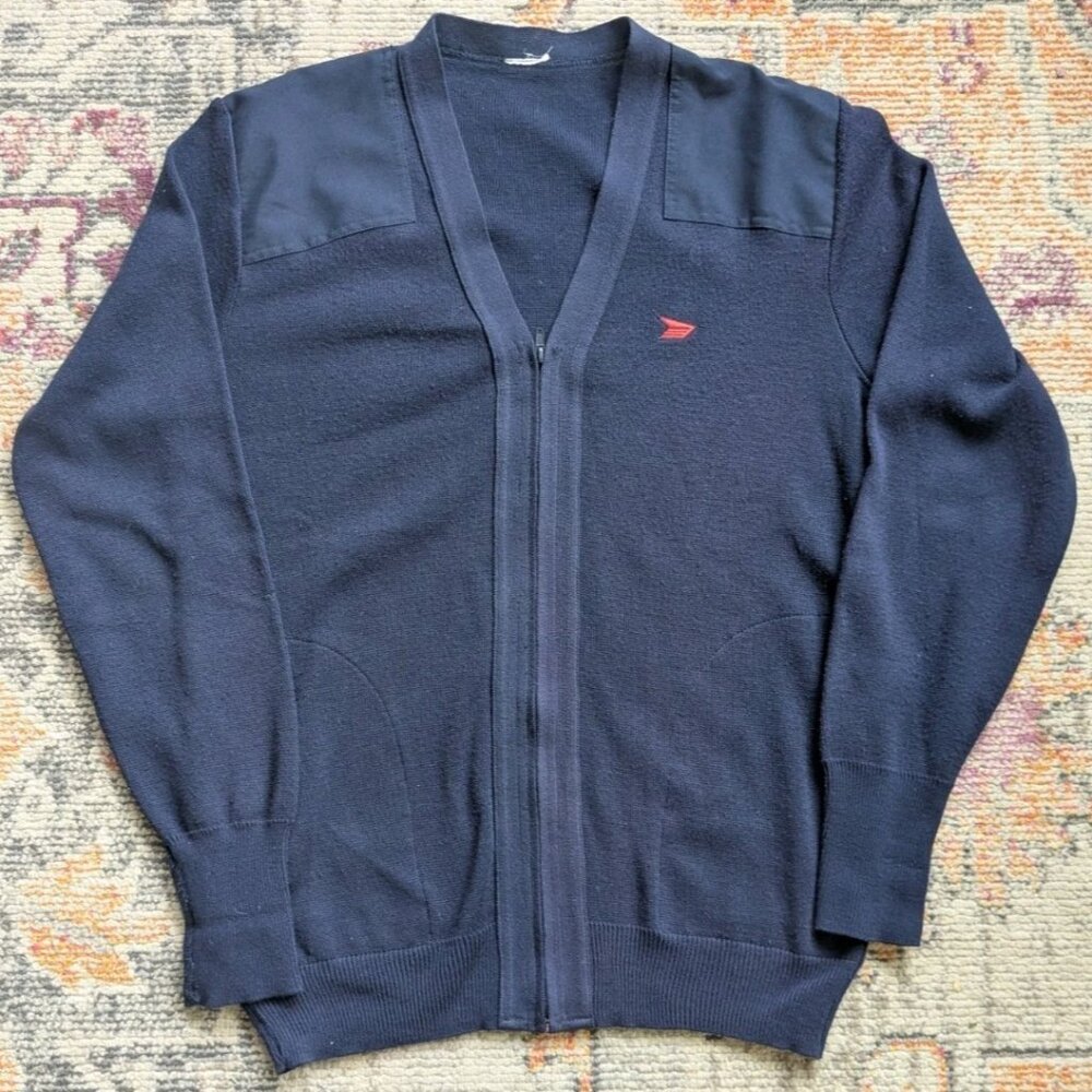 Vintage Canada Post Cardigan Knit Sweater Navy Blue – Iconic Logo Postal Uniform